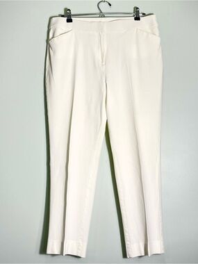 CHICO'S Ivory White Cropped Ankle Pants Stretch Chico Sz 2R (US 12 Regular)